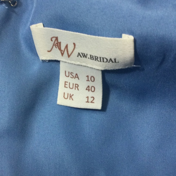 AW BRIDAL 10 L dusty blue chiffon Megan party cocktail knee length dress NEW B50 - Picture 7 of 8
